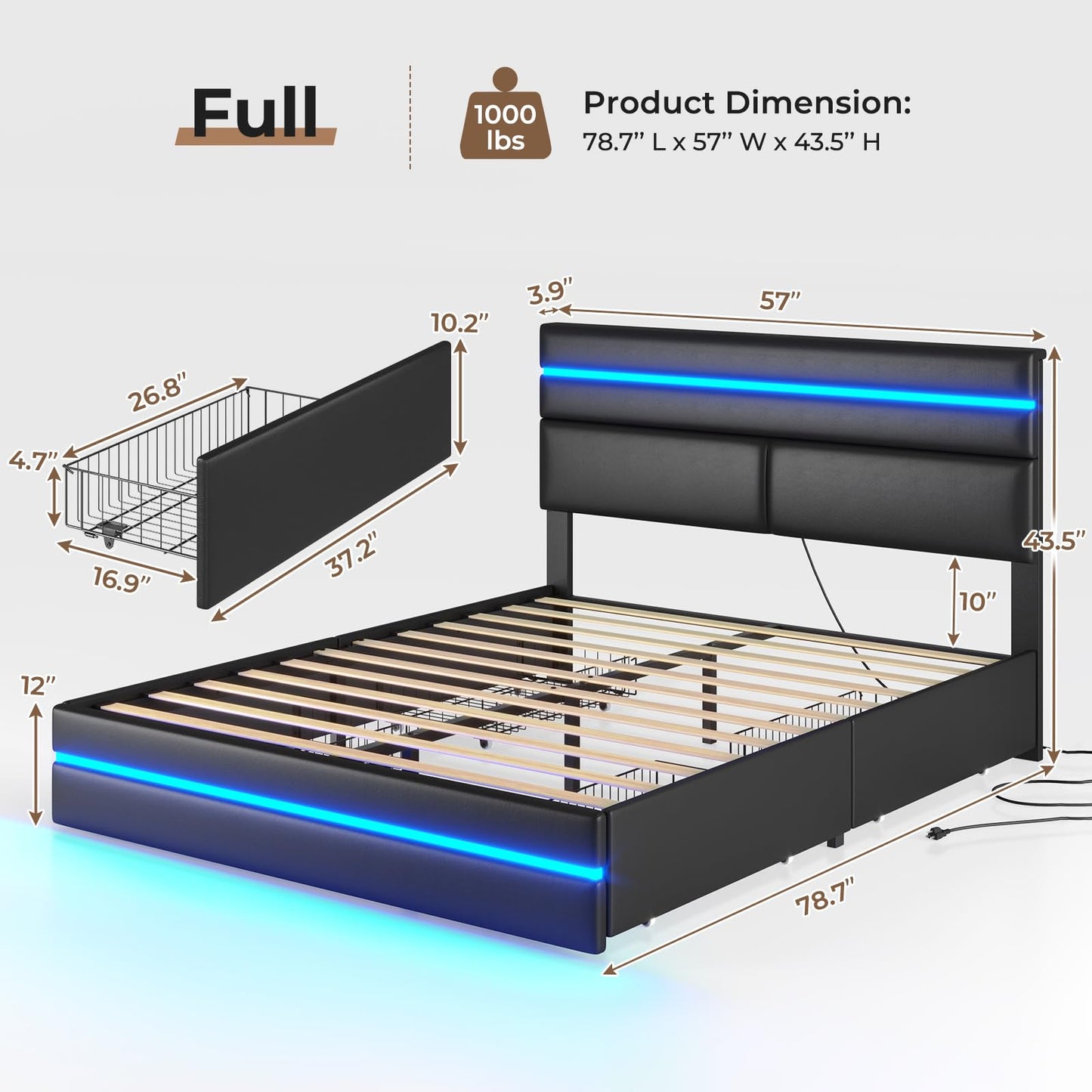 Bed Frame with LED Lights!