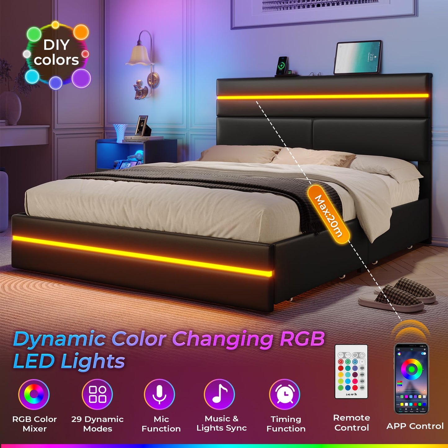 Bed Frame with LED Lights!